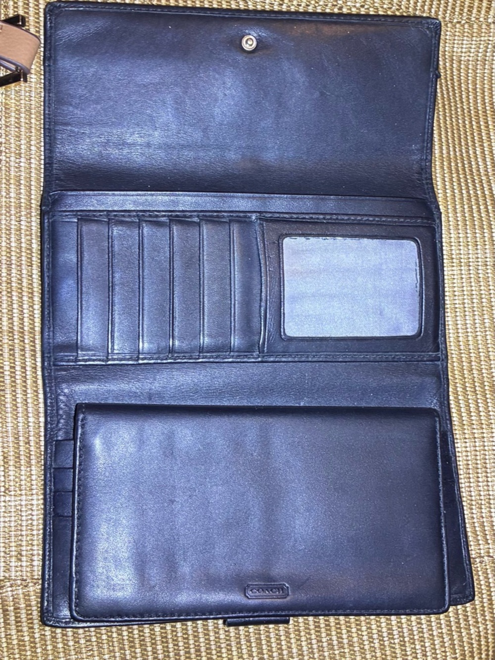 Coach Deep Black Leather Fold-Over Clutch | Vintage - Picture 5 of 17